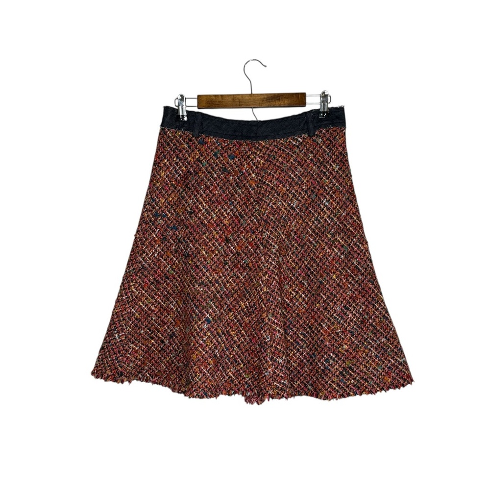 Trina Turk Tweed Mohair Virgin Wool Multicolor Denim Circle Skirt Preppy Y2K